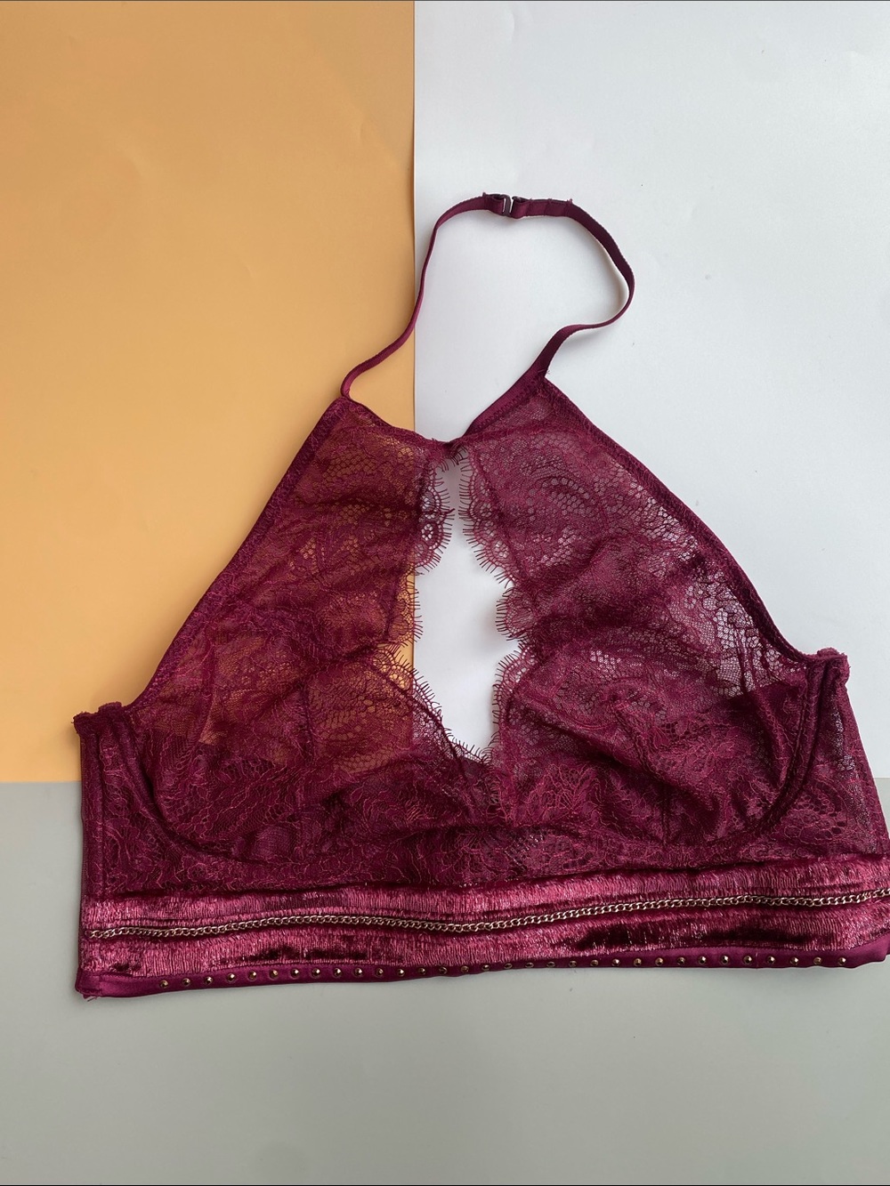 Victoria's Secret Burgundy Lace Halter Bralette